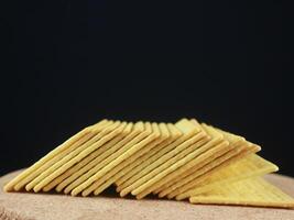 Stack of salted biscuits crackers photo