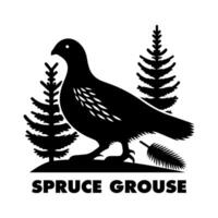 Minimal Spruce Grouse Silhouette in Black vector