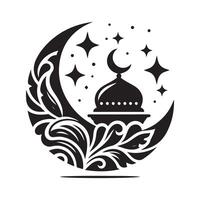 Ramadan Moon Black Silhouette Graphic vector