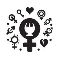 Feminist Equality Symbol Icon Set vector