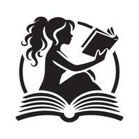 education reading girl silhouette vector