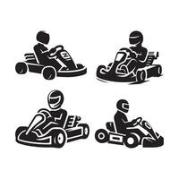 go kart driver silhouette vector