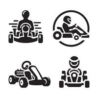 go kart racer silhouette vector