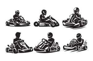 go karting icon silhouette vector