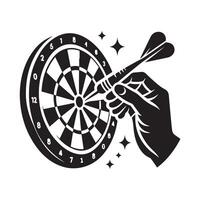 darts silhouette with target design vector