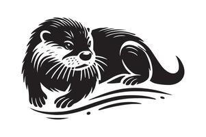 otter silhouette image vector