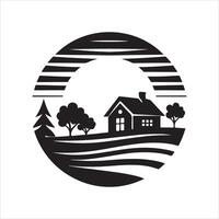 sunset house silhouette design vector