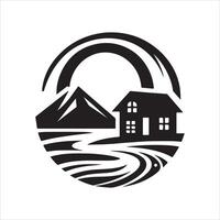 sunset house silhouette image vector
