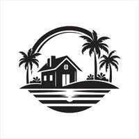 sunset house graphic design vector