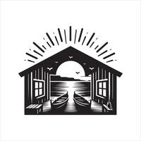 sunset house symbol vector