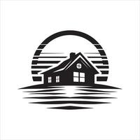 sunset house image silhouette vector