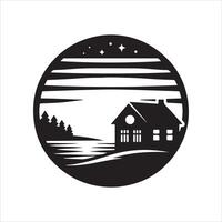 sunset house design symbol vector