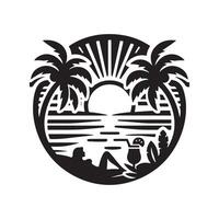 summer vibes beach silhouette vector