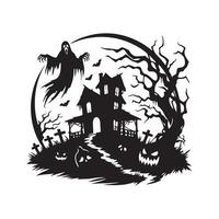 halloween silhouette haunted graphic vector