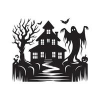 haunted silhouette halloween graphic vector