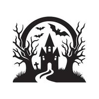 halloween haunted silhouette art image vector