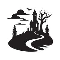 haunted halloween vectors silhouette design