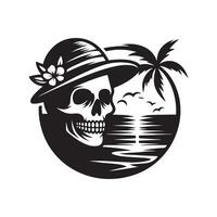 Skull with Beach Vibes Silhouette vector