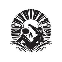 Skull Silhouette with Summer Beach Style vector