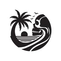 Stylized Skull Summer Beach Graphic vector