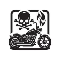 Skull Art with Harley Silhouette vector