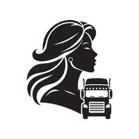 Truck driver graphic silhouette vector
