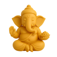 Ganesha statue display art gallery 3d rendering minimalist environment side view symbolism of prosperity png