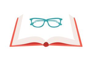 An open book with glasses on it vector