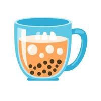 Cup bubble tea with floating bubbles vector