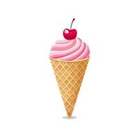 Ice cream cone with cherry on top vector