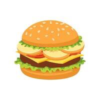 Burger with potatoes neatly arranged on the side vector