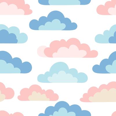 Seamless pattern pastel colored clouds