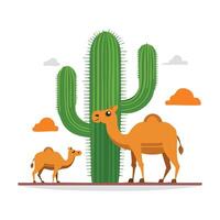 Spiky cactus with smiling camel vector