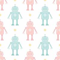 Seamless pattern Robot pastel colors vector