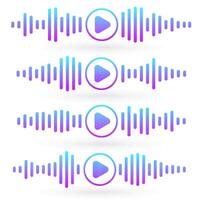Set of equalizer waves on white background. Audio frequency bars, sound wave graphic, music visualization, EQ bars, dynamic audio spectrum, digital sound design. vector