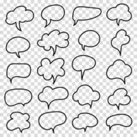 Comic speech bubbles set. Dialog shapes, cartoon message icons, communication elements, empty talk balloons, playful comic design, expressive chat symbols. vector