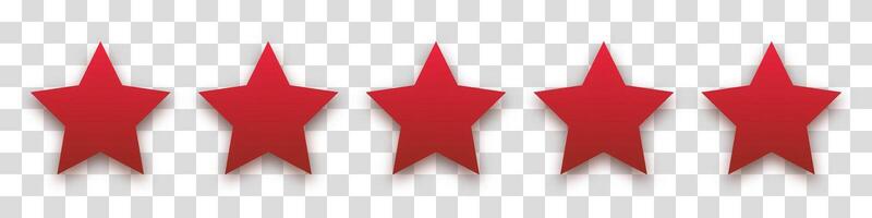 Star red icon on background. Customer feedback concept. 5 stars rating review. Quality shape design. yellow isolated five stars. vector
