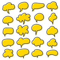 Set of comic black and yellow speech bubbles on background. vector