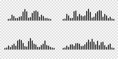 Audio wave for podcast. Voice message design, sound icon, EQ waveform, digital frequency pattern, music signal, communication symbol, sound spectrum graphic. vector