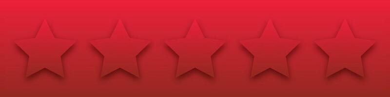Star red icon on red background. Customer feedback concept. 5 stars rating review. Quality shape design. Yellow isolated five stars. vector