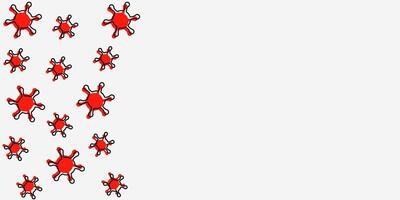 The spread of viral diseases illustration of a red virus with a black stroke in flat style on a white isolated background. Place for your text. Copy space. vector