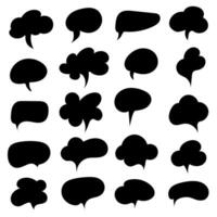 Collection set of speech bubbles. Communication symbols, dialog elements, business talk icons, conversation signs, chat design, social interaction graphics, message concept. vector
