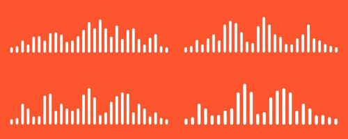 Podcast voice waves. Audio signal icon, sound waveform, EQ pattern, music frequency bars, digital voice message, sound visualization, audio communication element. vector