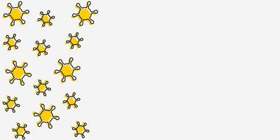 The spread of viral diseases. illustration of a yellow virus with a black stroke in flat style on a white isolated background. Place for your text. Copy space. vector