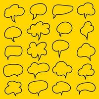 Set of comic speech bubbles. Cartoon dialog elements, chat symbols, communication icons, comic style design, blank text balloons, fun conversation graphics. vector