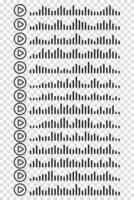Sound wave icon. Audio signal, song representation, voice message symbol, podcast wave set, EQ bars, audio spectrum, music waveform design, digital sound graphic. vector