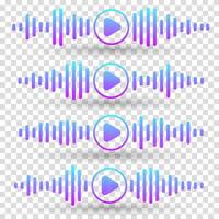 Set of equalizer waves. Audio frequency bars, sound wave graphic, music visualization, EQ bars, dynamic audio spectrum, digital sound design. vector