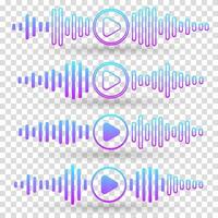 Equalizer wave pattern set. Audio frequency bars, dynamic sound design, EQ graphic, music visualization, digital audio spectrum. vector