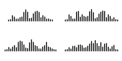 Voice message icon. Podcast wave set, audio waveform, sound signal, EQ bars, music visualization, digital sound design, communication symbol, audio frequency pattern. vector