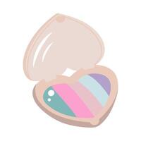 Eye shadow palette in the form of heart. Cartoon flat illustration. vector